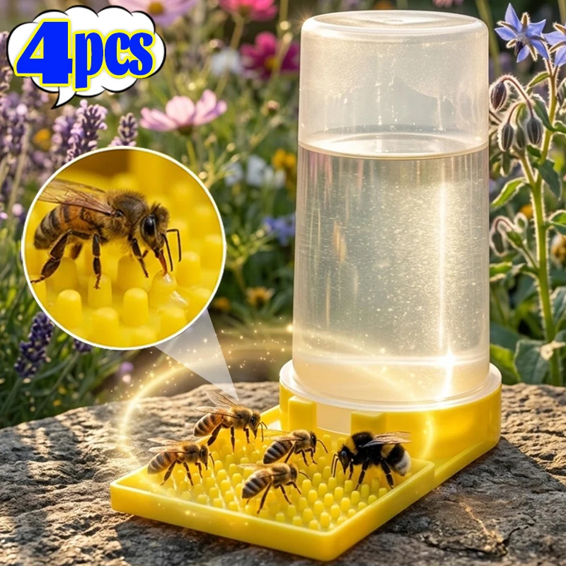 Plastic Bee Feeder Water Tank Integrated Drinking Station for Hive Anti Drowning Raise Points Design Transparent Beekeeping Tool