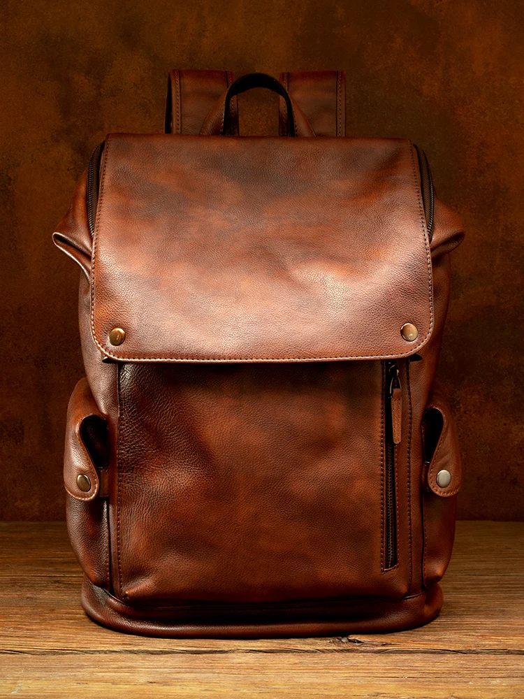 حقيبة ظهر جلدية للرجال من Newsbirds حقيبة ظهر كلاسيكية فاخرة على الموضة حقيبة سفر حقيبة ظهر مدرسية للرجال حقيبة نهارية من الجلد للرجال #5