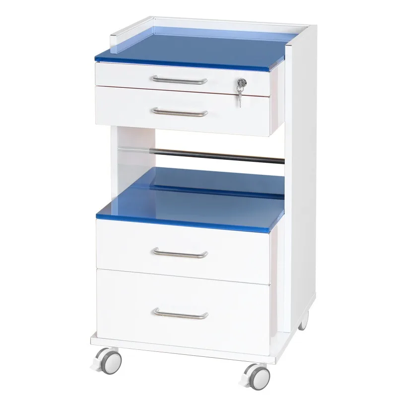 

Dental Furniture Cabinet Metal Hospital Glass Modern Design Three Barrel With Charger Mobile Trolley