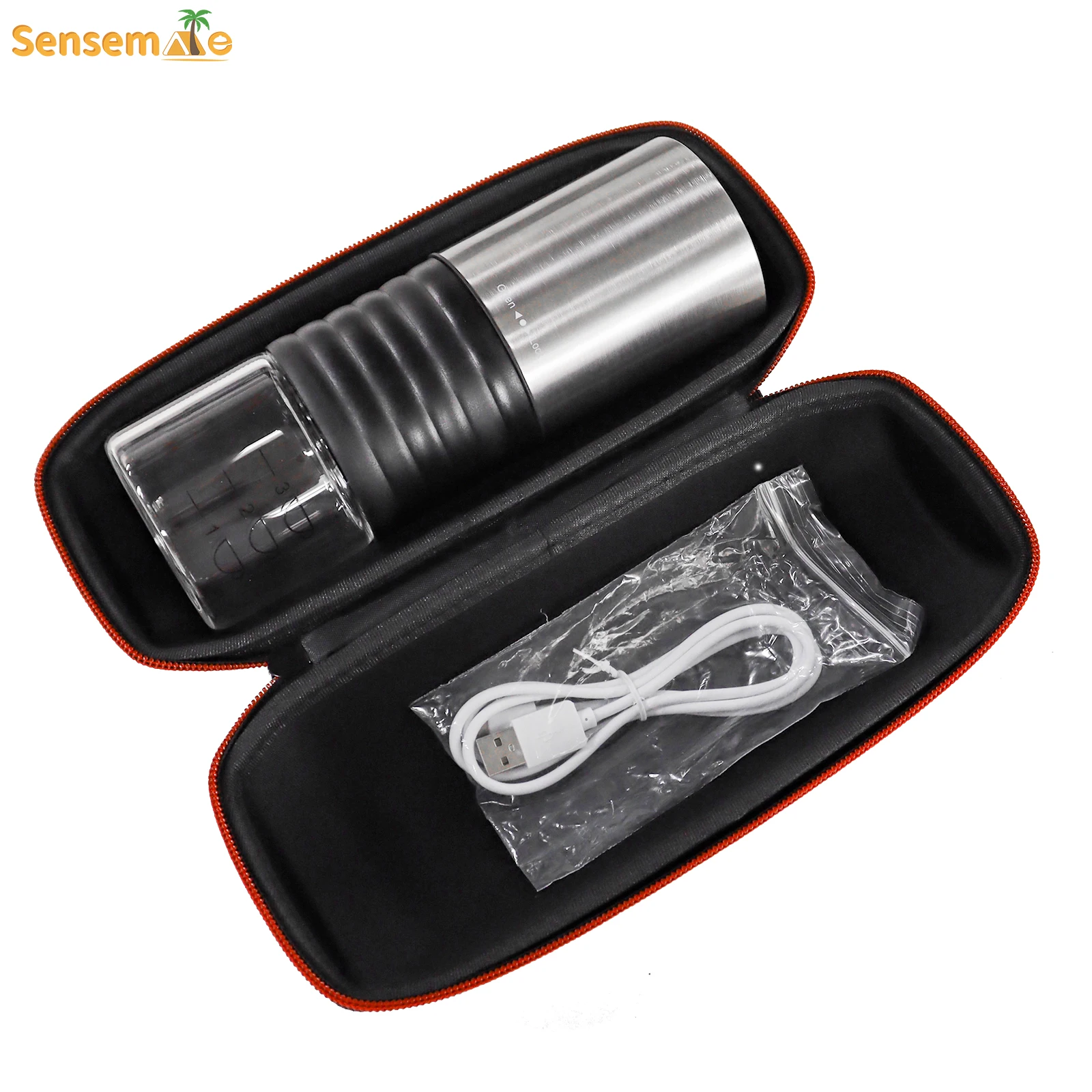 SENSEMAKE Portable Advanced Electric Burr Core  Coffee Grinder with Glass USB  CNC Stainless Steel Burr Grinding 7 Stars