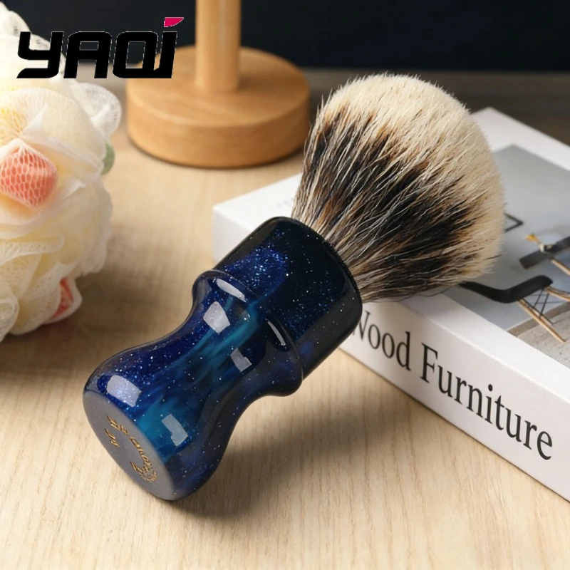 vente-flash-2026-pinceaux-a-raser-pour-hommes-yaqi-24mm-avec-manche-couleur-espace-mysterieux-et-nœud-de-poils-de-blaireau-silvertip