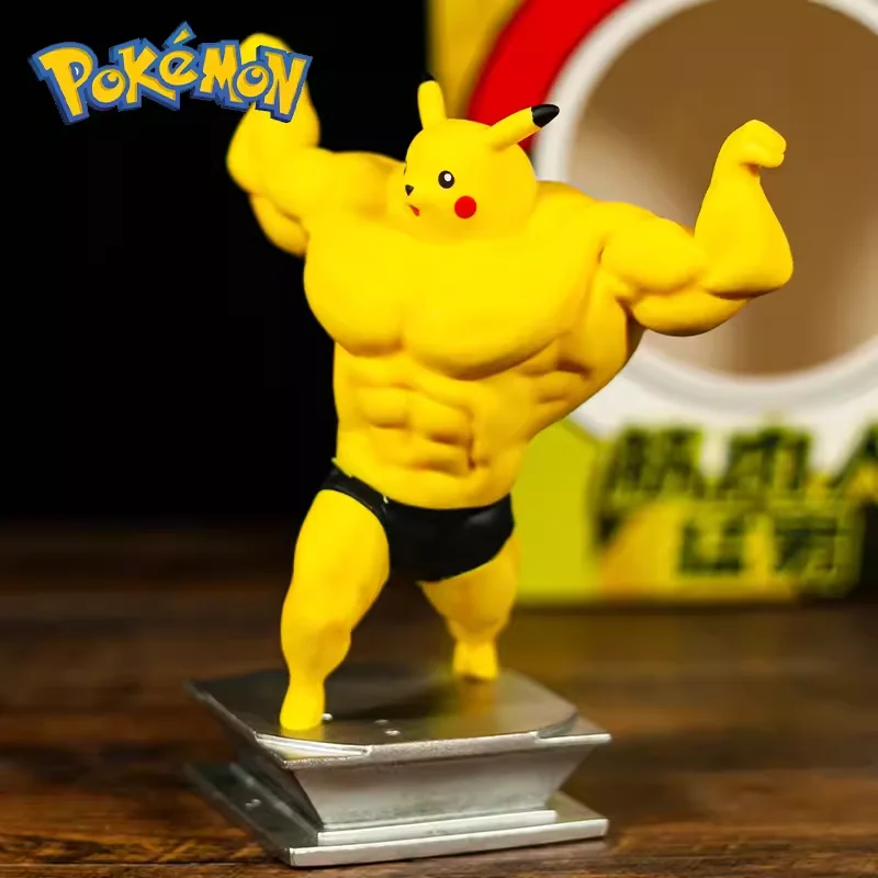 Pikachu Figure Model Funny Muscle Man Anime Bulbasaur Squirtle Charmander Anime Figure Bodybuilding Collection Gym Ornaments Toy