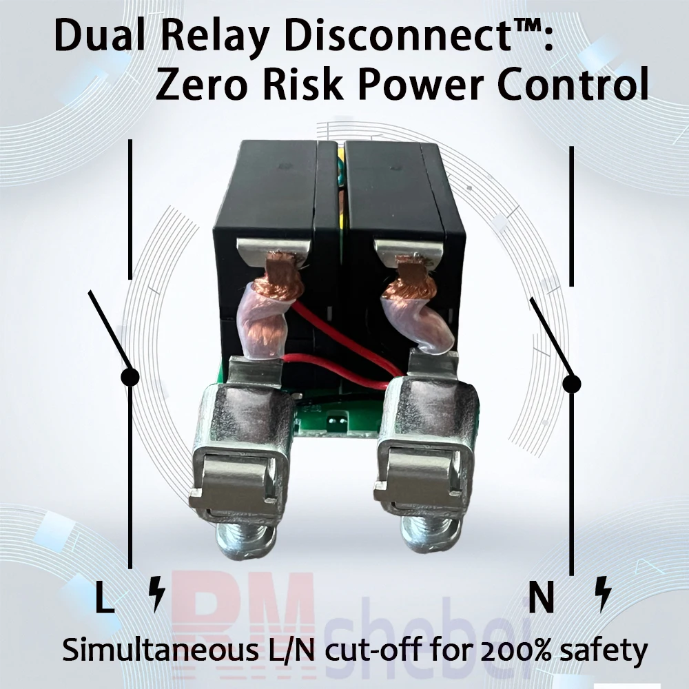 RMshebei 투야 스마트 와이파이 회로 차단기 2P 63A 이중 차단 타이밍 스위치 과전압 저전압 과부하 누전 보호