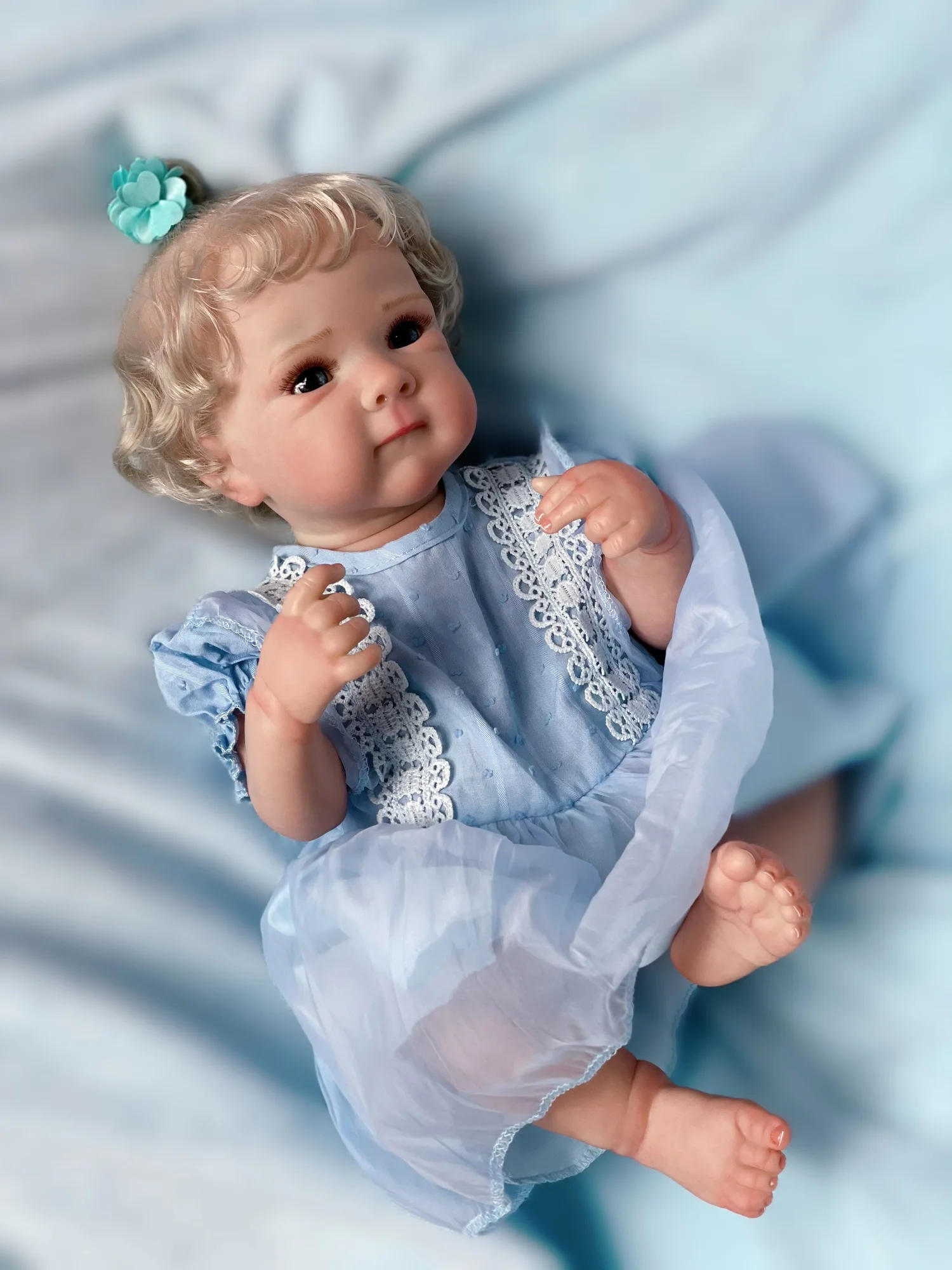 18-20 Zoll offene Augen Bettie Reborn Baby Mädchen Puppe wasserdichte Vinyl Puppe mit verwurzelten weißen Haaren handgemachte lebensechte echte Bebe Reborn