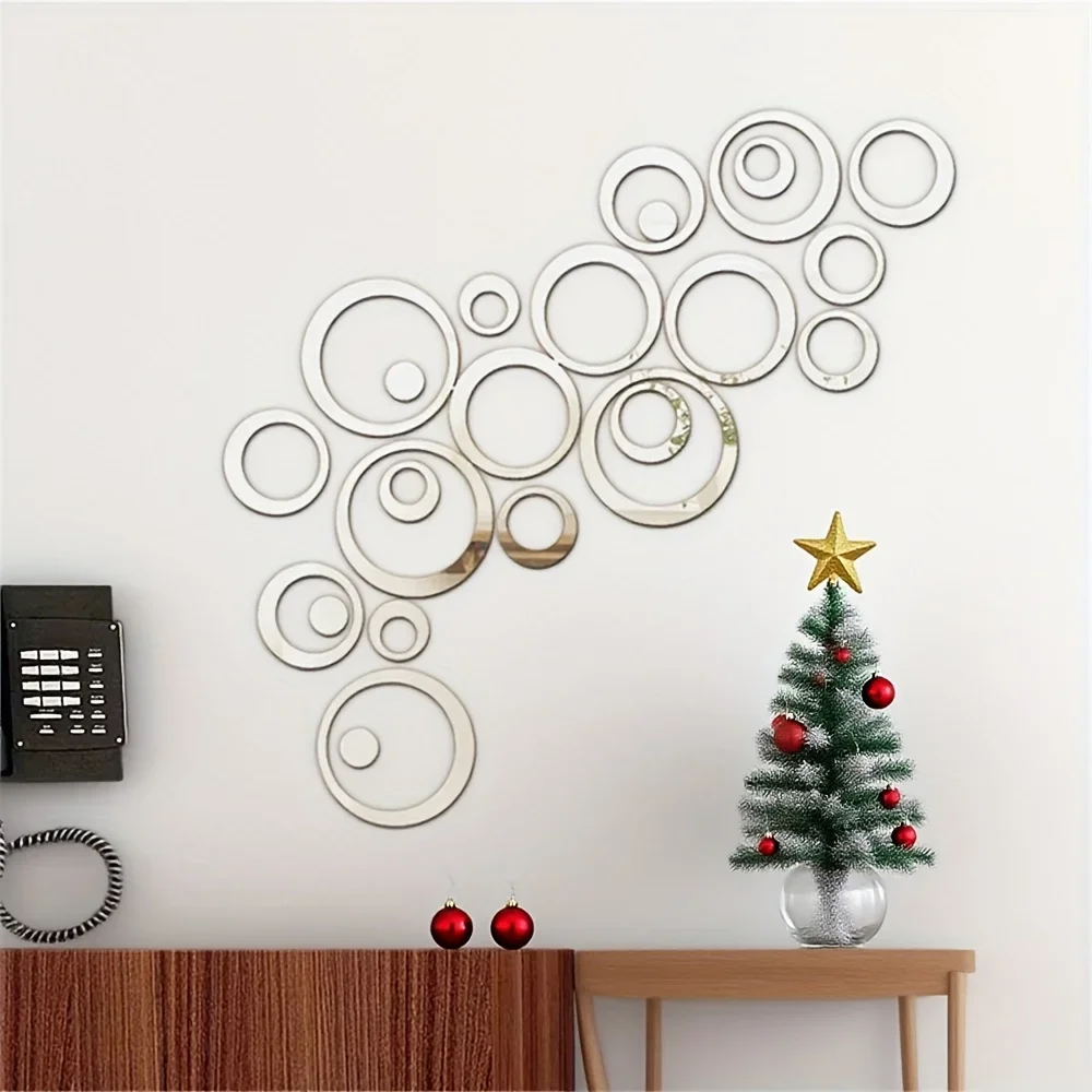 Ins Style 30pcs 1mm Acrylic Mirror Stickers Decal Easy Install Wall Art Home Bedroom Party Holiday Decor Practical Gift Portable