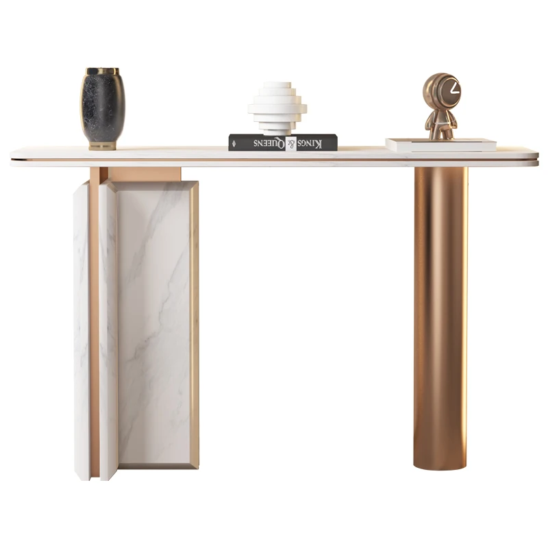 

ZZYY Simple and Light Luxury Stone Plate New Chinese Style Entrance Hall Console