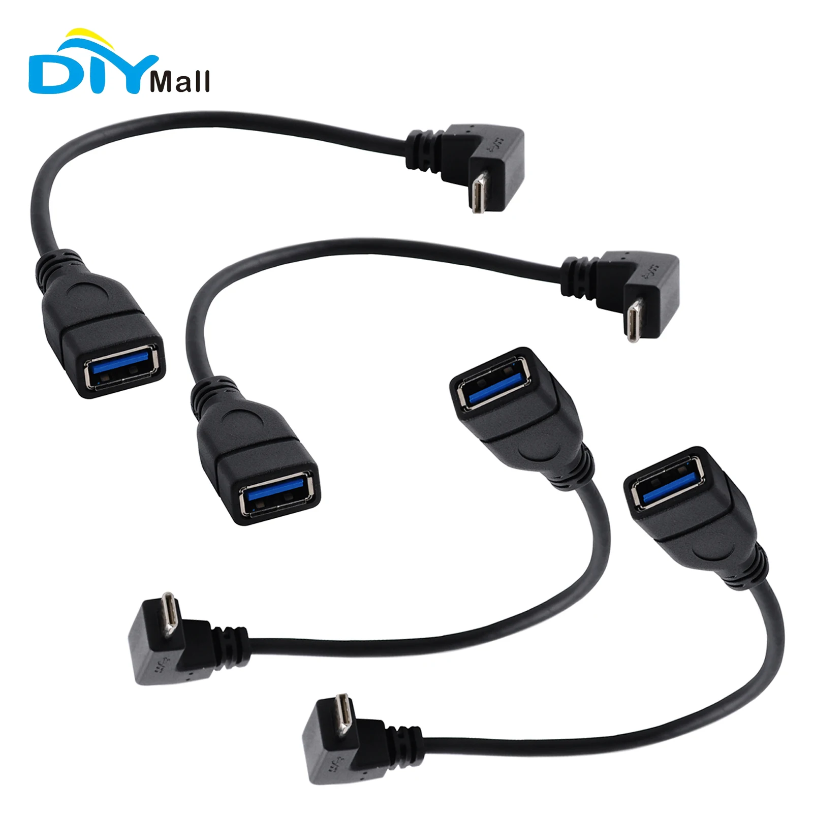 

DIYmall, 4 шт., 90 градусов, прямоугольный кабель USB3.1 Type-C «папа» к USB3.0 «мама», OTG, 15 см
