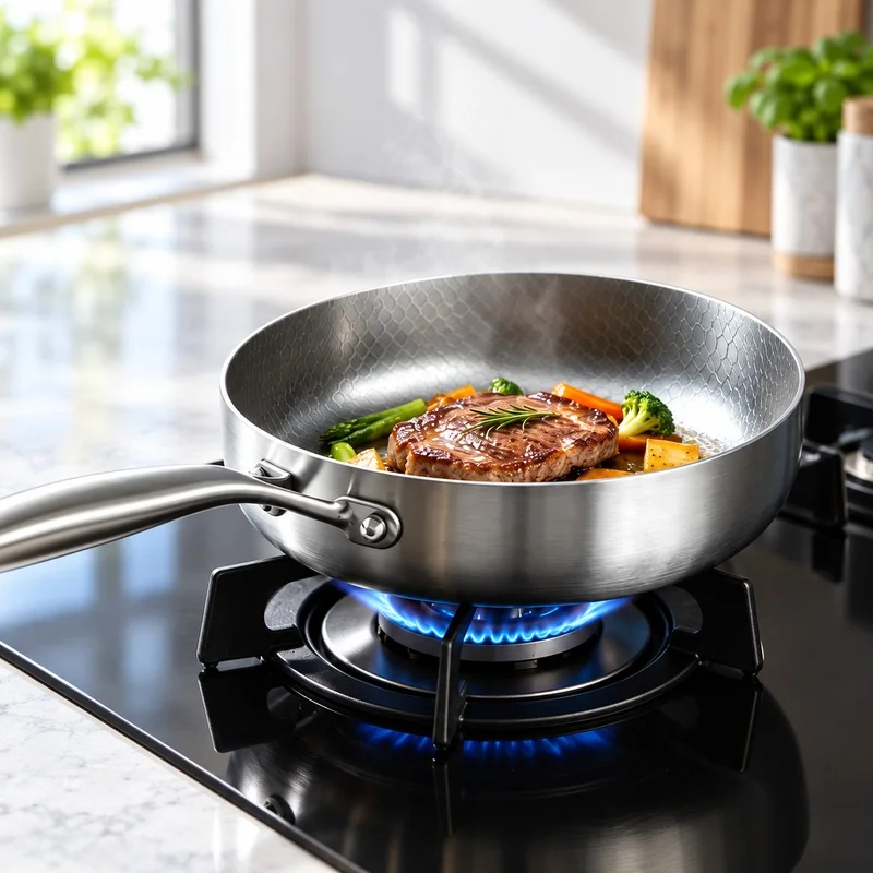20/24/28cm Titanium Stainless Steel Nonstick Frying Pan for Eggs & Steak