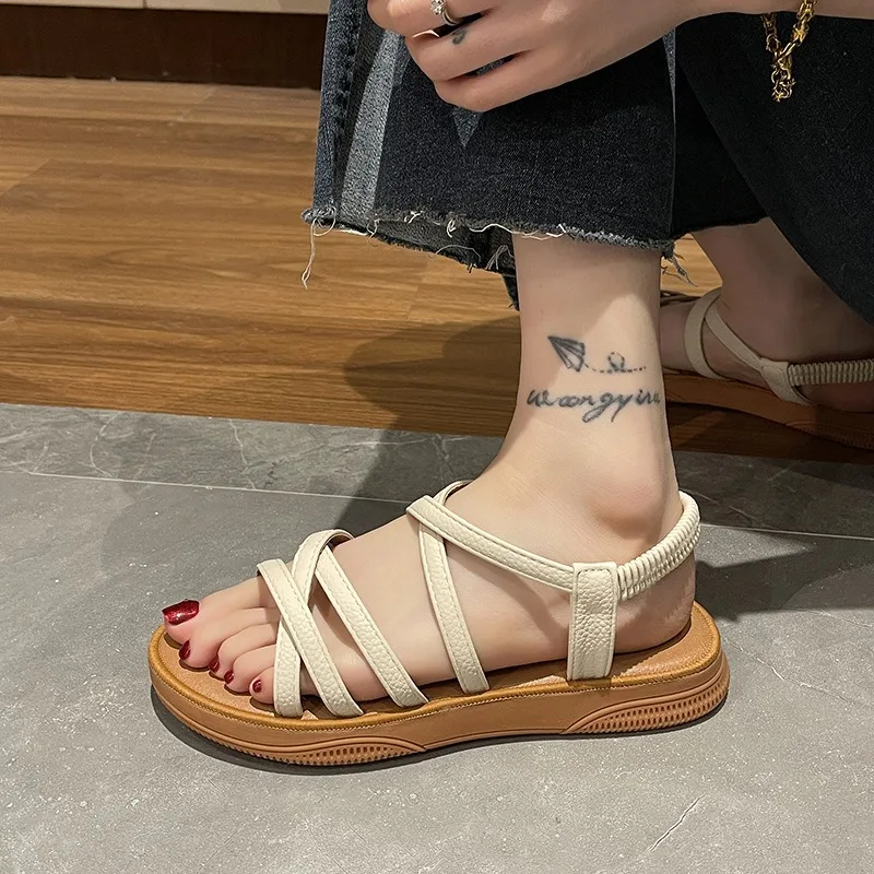 Sandalias de Verano 2026 para Mujer, Estilo Romano, Suela Plana, Sandalias Casuales de Suela Suave, Chanclas de Playa para Exteriores, Sandalias de Mujer