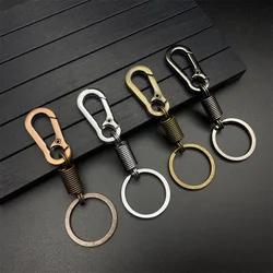 Metal Zinc Alloy Carabiner Keychain Key Chain Ring Holder Organizer Spiral Retractable Spring Coil Keychain Anti-rust Key Clip