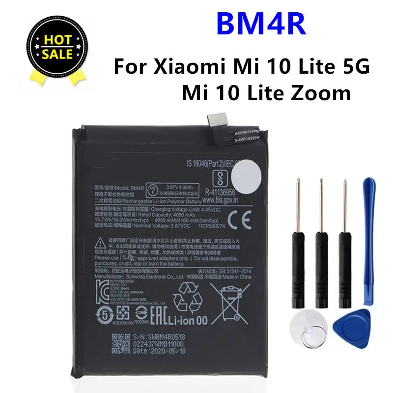 Оригинальный аккумулятор BM4R для Xiaomi Mi 10 Lite 5G BM4R, оригинальный запасной аккумулятор для телефона 4160 мАч с бесплатными инструментами