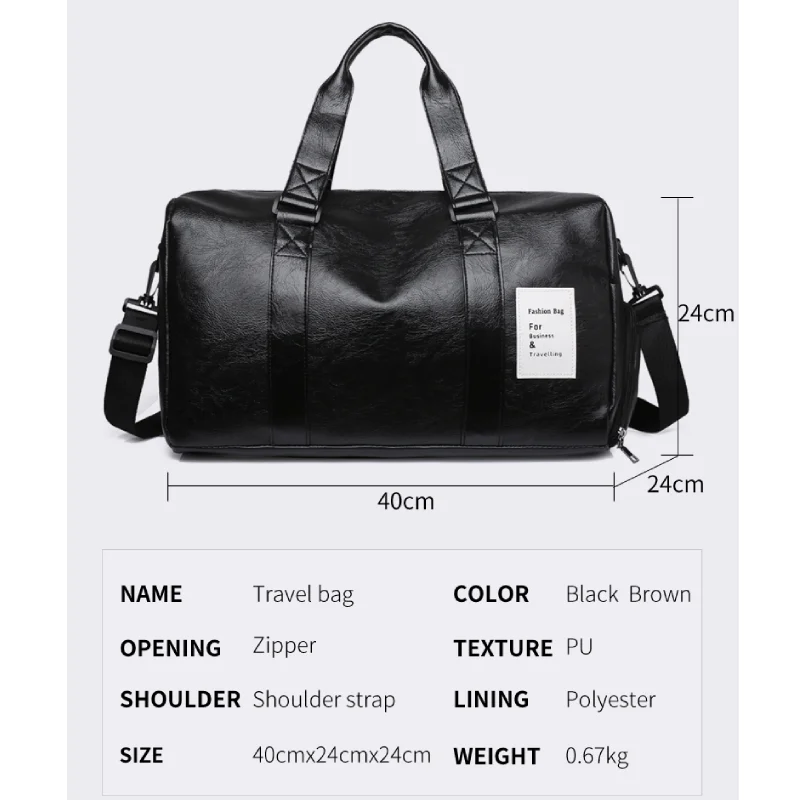 Large Capacity Waterproof Gym Duffel Bag with Wet/Dry Compartments, Black Travel & SportsBagwith AdjustableShoulderStrap, GymBag - view 2