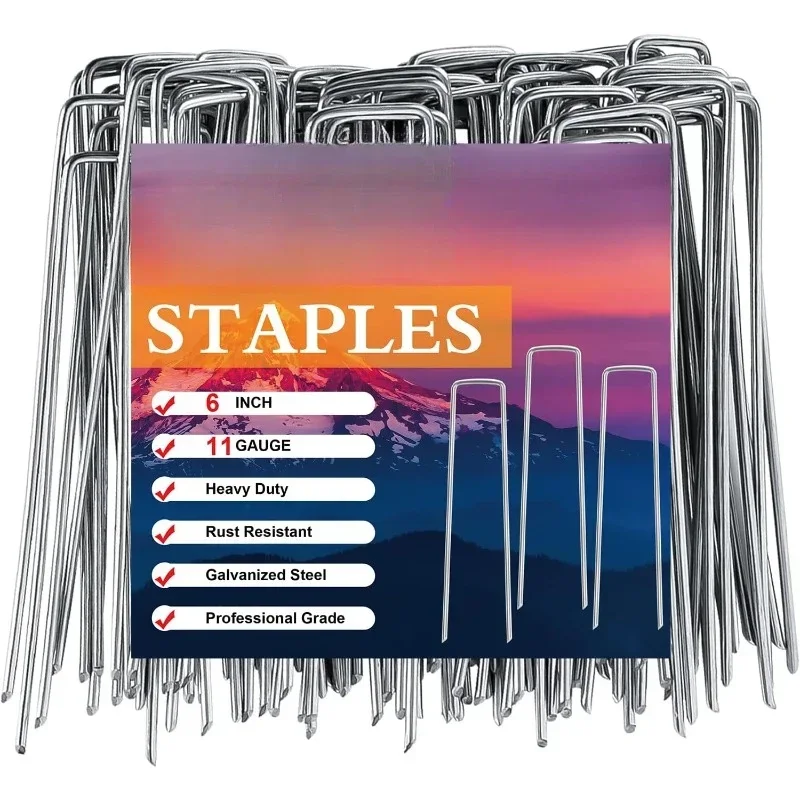 

6 Inch 11 Gauge SOD Staples Hot SalePopular.500 Pack Galvanized Landscape Staples Garden Stakes Plant Cover Stakes