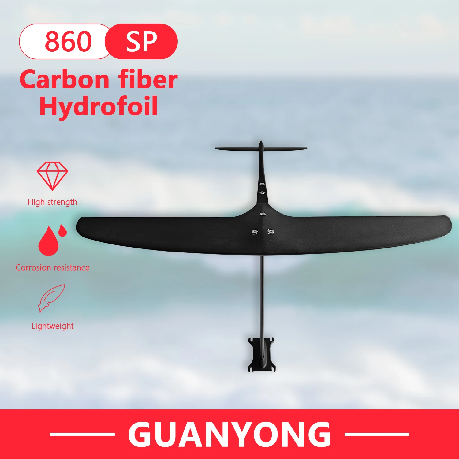 Factory Straight hair GY-SP 860 1212 sq cm carbon fiber hydrofoils feature a variety of replaceable universal surf hydrofoils