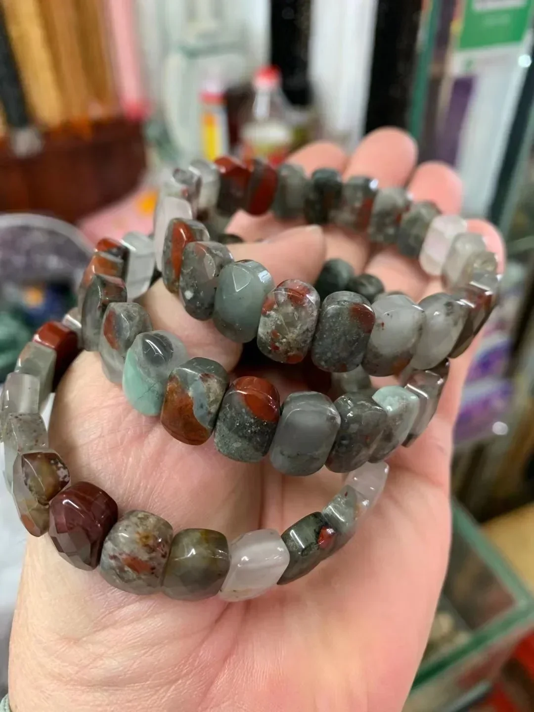 Natural African Bloodstone / Heliotrope Stone Bracelets Simple Energy Stone Bracelet Academic Magnetic Field Jewelry Party Gift