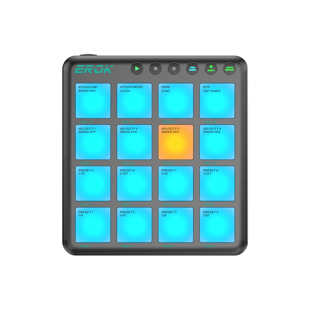 EROK PocketBeats MIDI Controller 16 RGB Pads Bluetooth Wireless Recharge Portable Beat Pad for DJ Beat Making & Music Production view 3