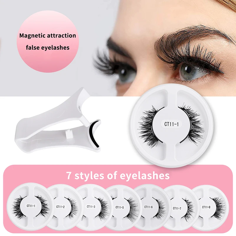 1 Paar magnetische Wimpern, wiederverwendbar, flauschige Wimpern mit Pinzette, natürliches, langes Verlängerungs-Make-up-Set