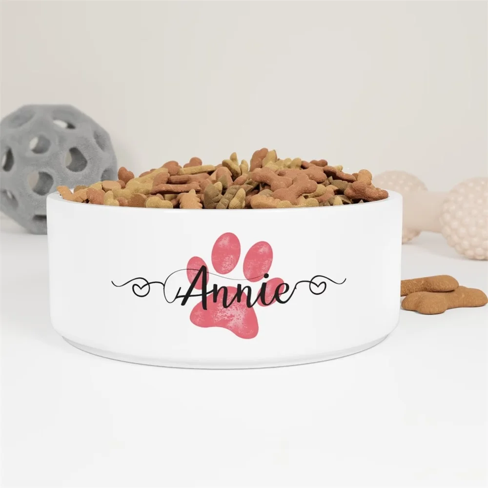 Personalized Dog Food Bowl, Custom Pet Bowl, Dog Gift, Ceramic Pet Bowl, Custom Cat and Dog Food Bowl