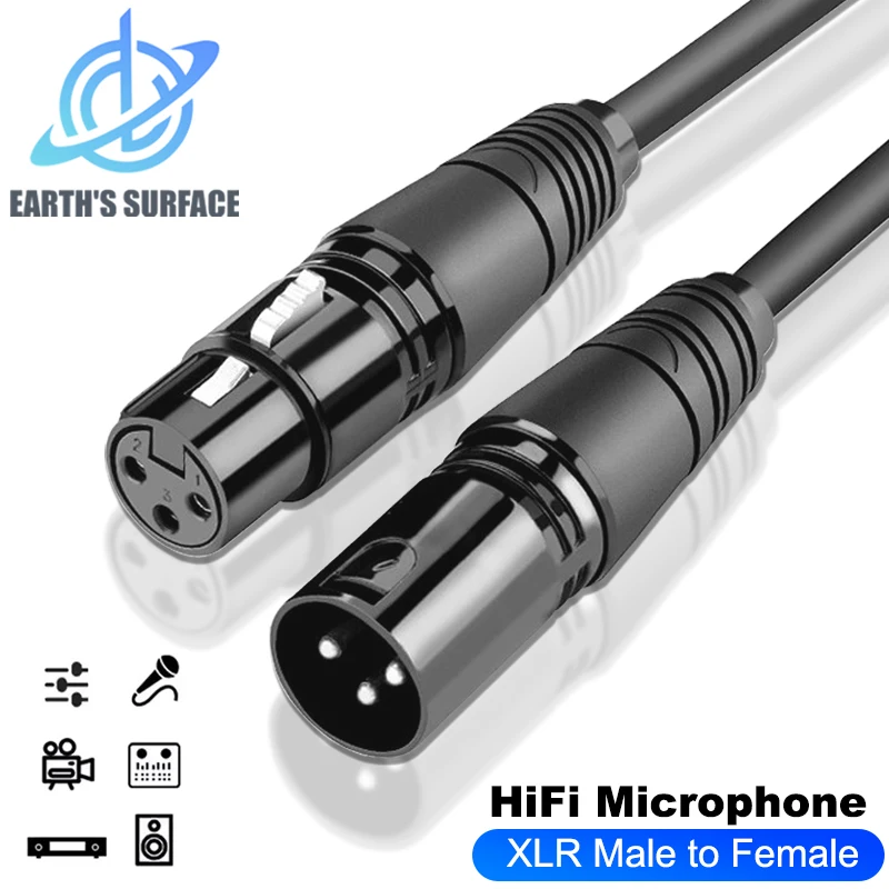 Cable de Audio XLR de 3 pines, Cables de extensión de micrófono XLR macho a hembra para amplificadores mezcladores, canñón de sonido, línea XLR equilibrada