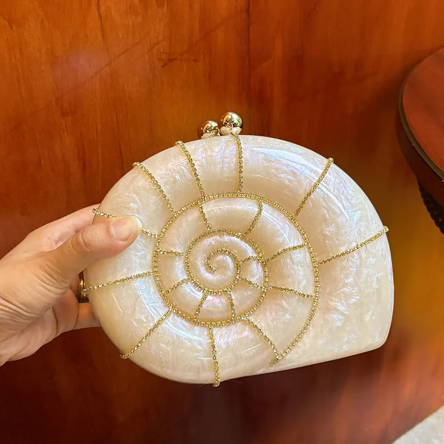 Light luxury magic conch creative marble pattern acrylic bag niche design box bag hand messenger bag