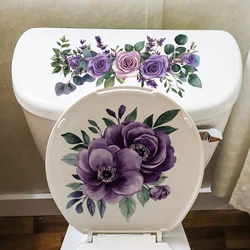 1PC Beautiful Purple Flower Stickers Bathroom Waterproof Toilet Stickers Self-adhesive Wall Stickers