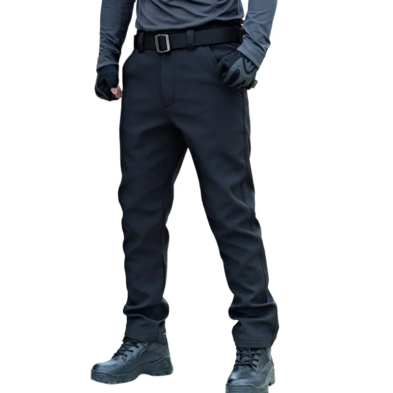 

Casual Men Pants Fleece Winter Male Business Trousers Windproof Waterproof Outdoor Hiking Solid Black Gray Pant Multiple Pockets