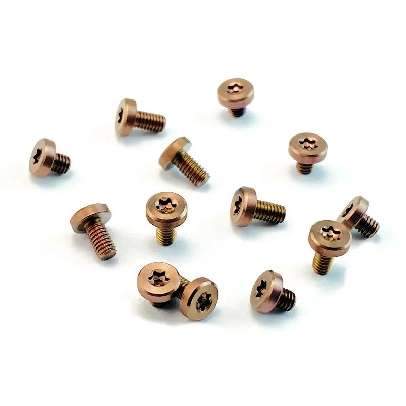5PCS Titanium Alloy M2.5 T6 Torx Screw Half Round Head M2.5 Thread Screws for Fold Knife Handle Spindle Make Repair Accessories