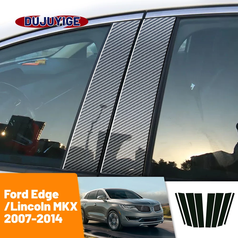 

For Lincoln MKX Ford Edge 2007-2014 2008 2009 2010 2011 Carbon Fiber Window Door Column Deal B C Pillar Post Cover Trim Sticker