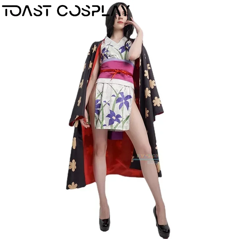 Anime Cosplay Costume  Anime Clothe Nico Robin Gorgeous Dark Print Clothing Kimono for Women Party Cosplay Bow Accessories