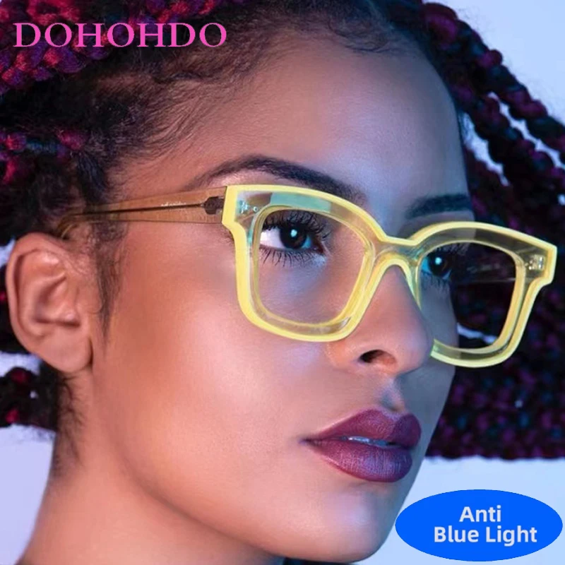 

Trendy Brand Designer Punk TR90 Square Eyeglasses Men Women Computer Anti Blue Light Glasses Reading Fashion Classic Eyeglasses
