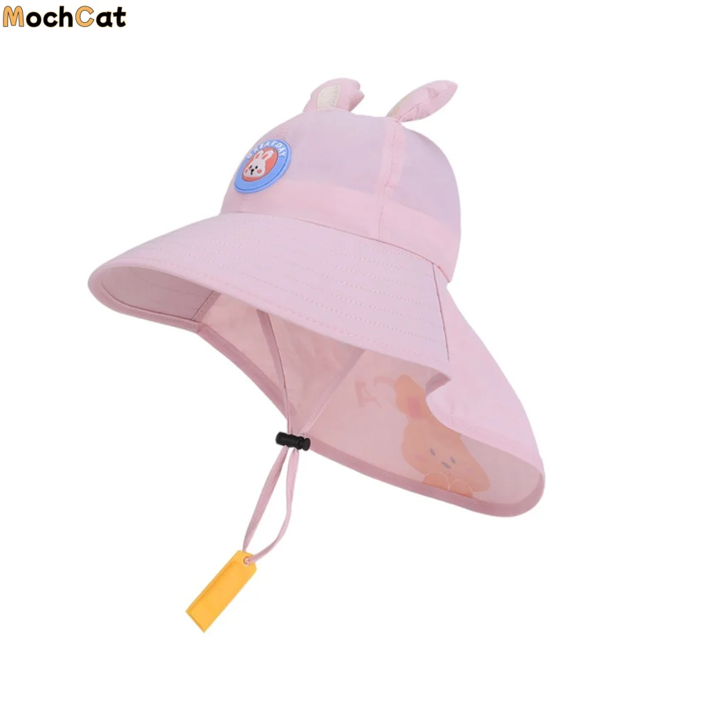 

Whistle~ Big Brim Children's Sun Hat Sun Protection Foldable Kids Whistle Sunscreen Hat Extended Shawl Neck Cover