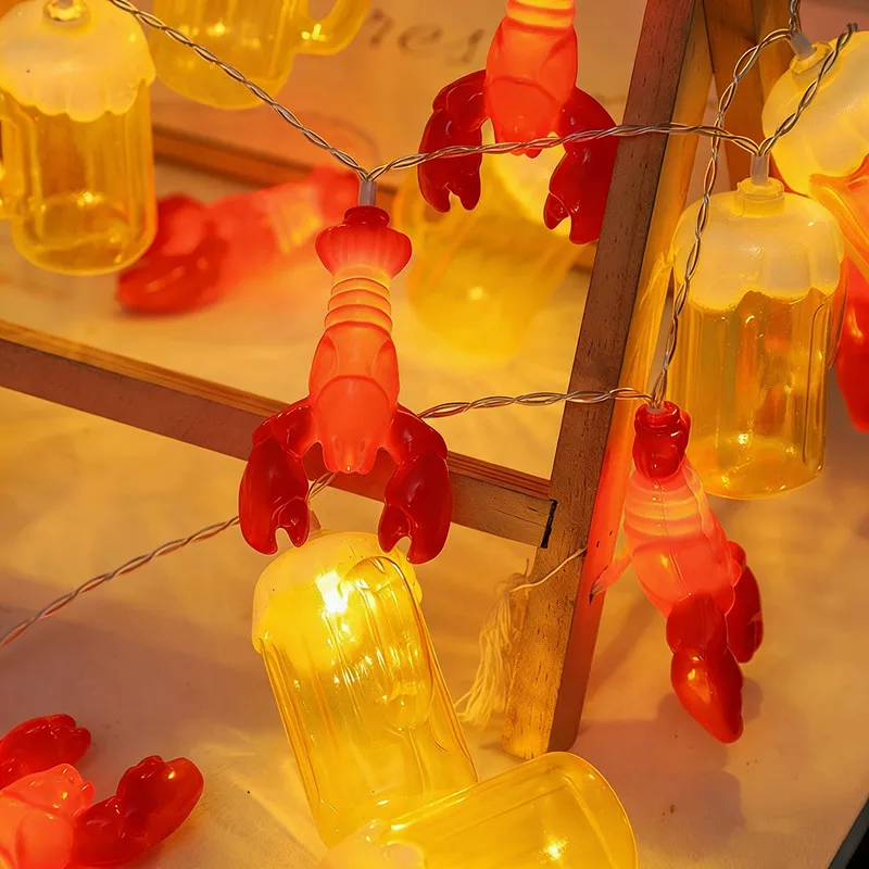 Bierglas, Hummer, Nachtmarkt, Stände, Lichterkette, Feenlampe, Sommerparty, Urlaub, Camping, Heimdekoration, LED – Detail 8