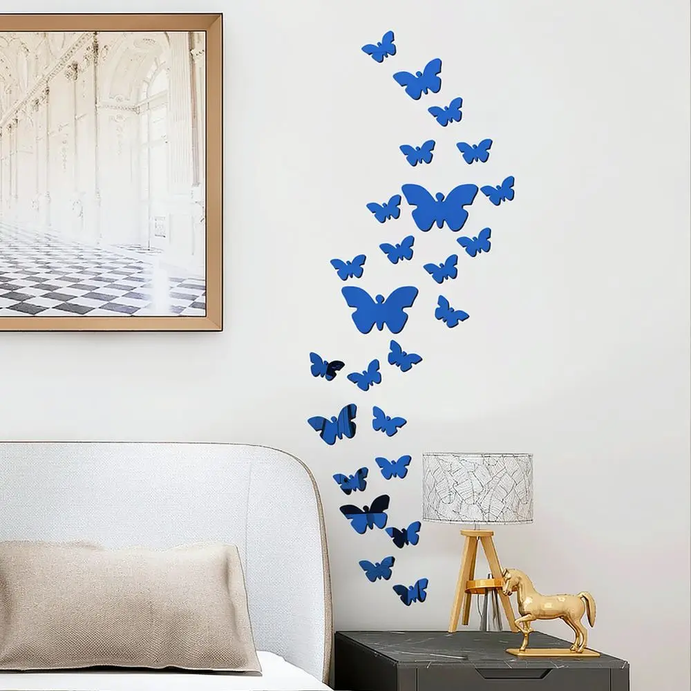 Beautiful Butterfly Mirror Wall Stickers Acrylic Self Adhesive Decals For Home Decor Bedroom Living Room Art Mural
