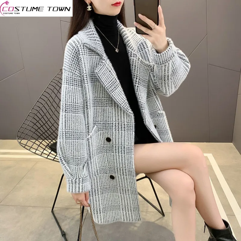 

Imitation Mink Fleece Medium Length Coat for Women 2023 Autumn/Winter Women's Coat Top New Top Grade Woolen Coat for Women