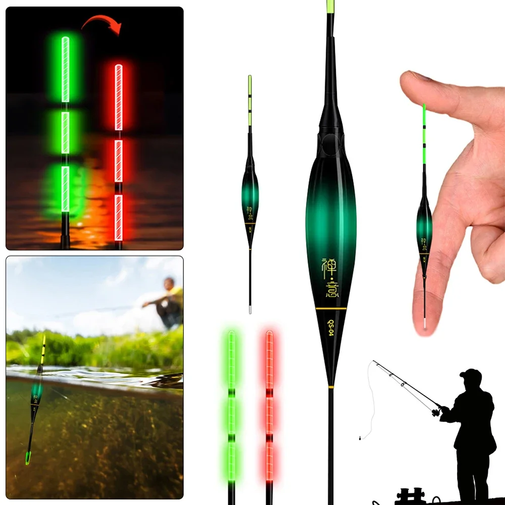 1.2/1.5/1.8/2.2/2.5/3 G Cloudy Sky Tail Fishing Float Gravity Sensing Color Change Glowing Bobbers with Luminous LED Stick Tubes