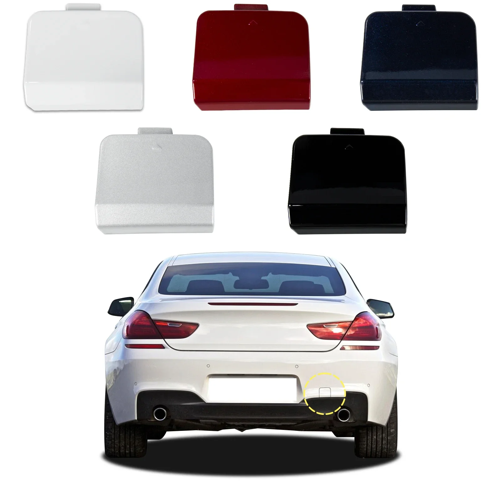 

Rear Bumper Tow Hook Cover For BMW M6 & 6 series F06 Gran F12 F13 Coupe 640d 650i 650ix 2011-2018 51128052679 Towing Eye Cover