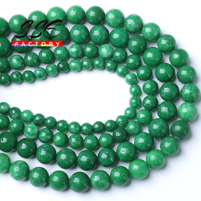 Natural Stone Green Jades Beads For Jewelry Making Round Loose Spacer Beads DIY Bracelets Necklace Accessories 4 6 8 10 12mm 15