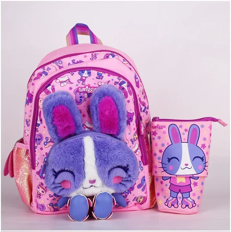 New Genuine Australian Smiggle Backpack With Purple Rabbit Shaped Backpack Children Stationery Student Pencil Case Children Gift