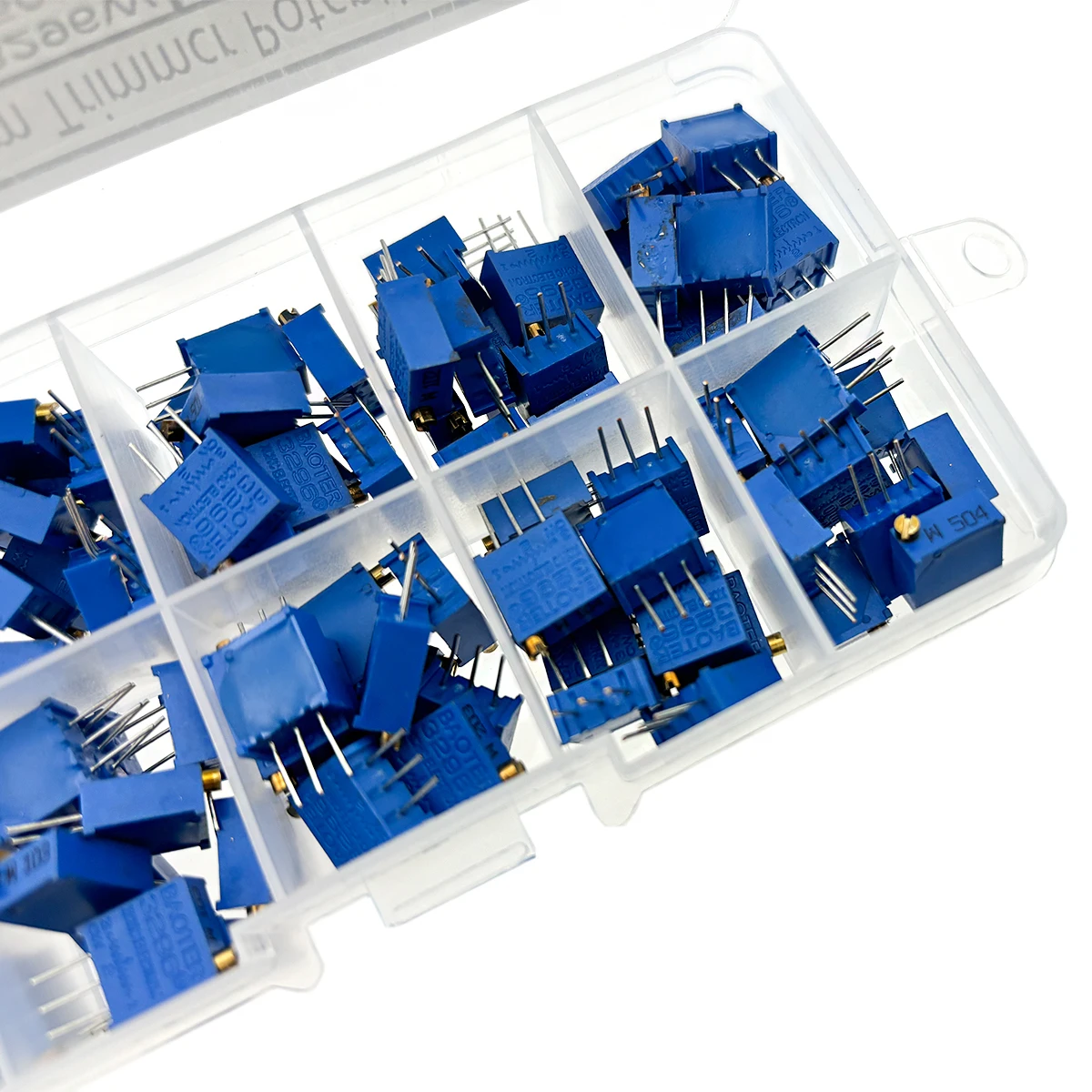 100Pcs 3296W Multiturn Trimmer Potentiometer 100R 200R 500R 1K 2K 5K 10K 20K 100K 500K Ohm Variable Resistor Box Kit