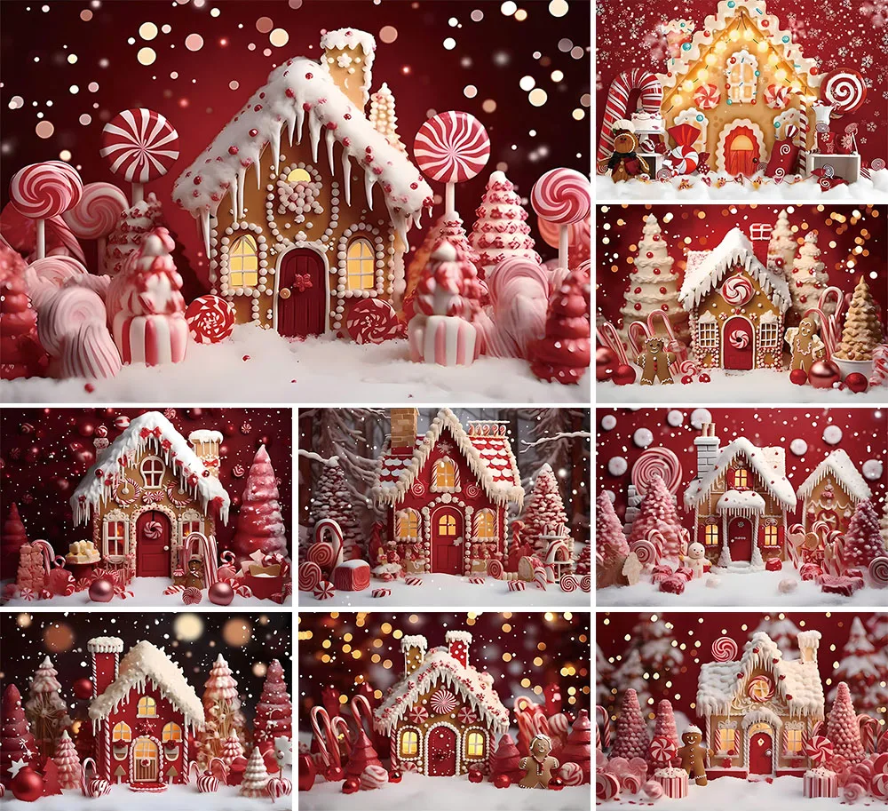 

Mehofond Photography Backdrop Christmas Gingerbread House Kids Birthday Party Candy Bar Wonderland Backgrounds Photocall Studio