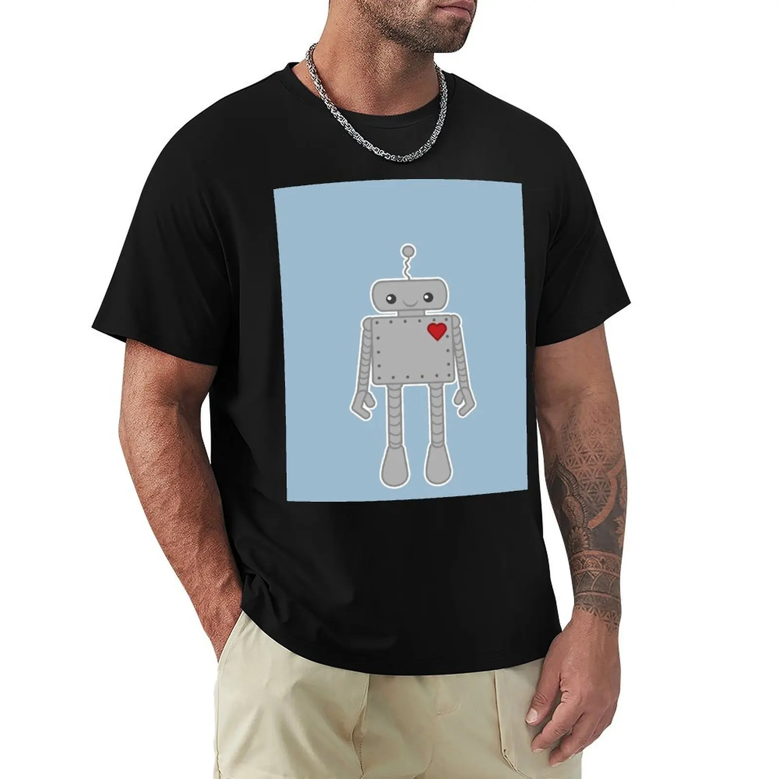 

Cute Robot with Heart T-Shirt football t shirt Blouse oversize t-shirts man mens t shirts casual stylish