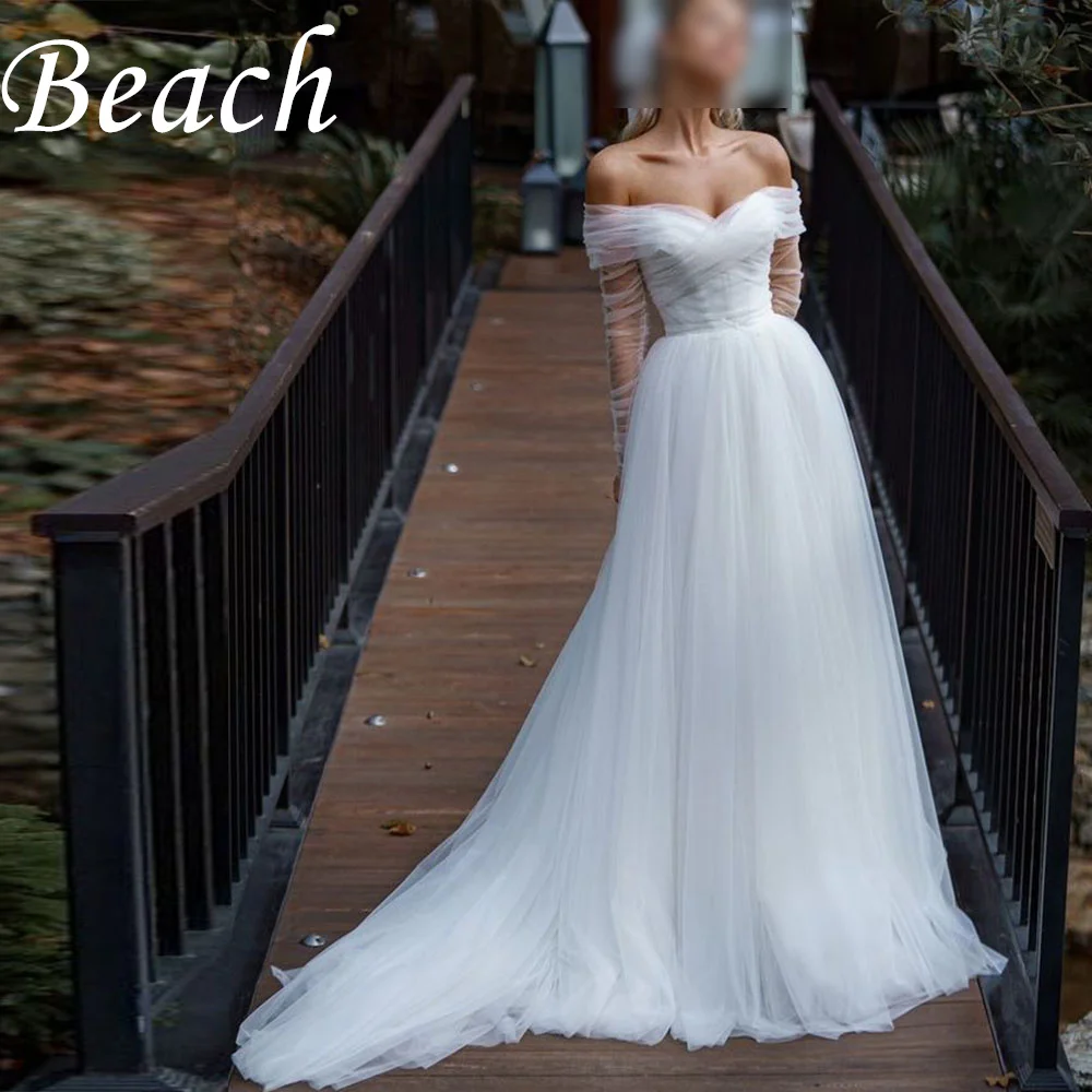 

Beach Off The Shoulder Sweetheart Wedding Dresses Sexy Backless A-Line Wedding Gown Plus Size Princess Bride Dress