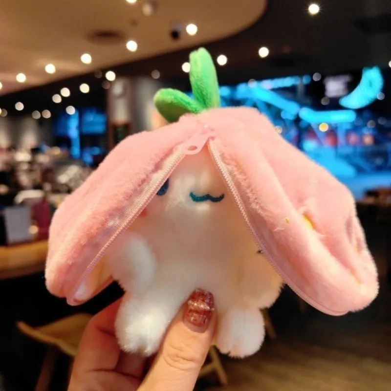 وسادة أرنب عيد الفصح القطيفة ذات الوجهين لعبة أرنب الجزر والفراولة مع سحاب هدية عيد ميلاد مثالية للأطفال الأولاد والبنات #2