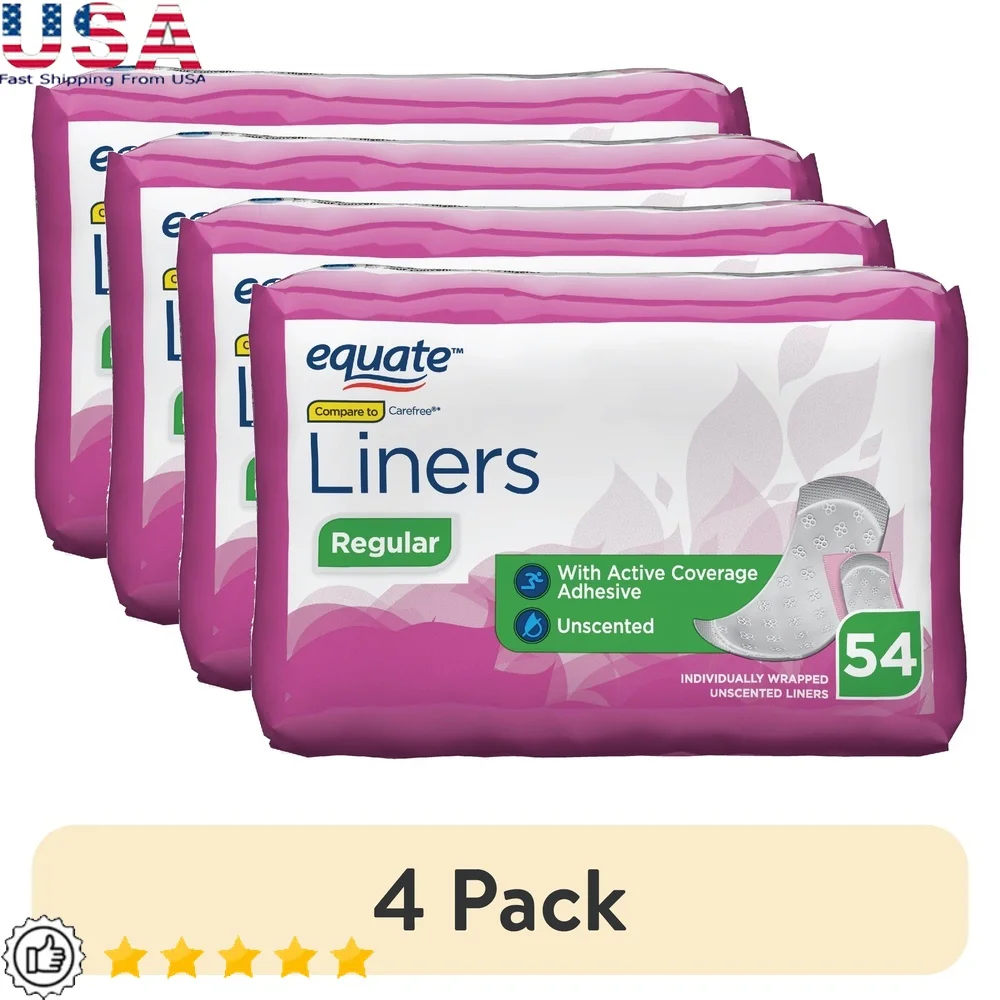 

4 упаковки вкладышей стандартного размера в индивидуальной упаковке, 54 шт., высококачественная впитывающая стеганая крышка, дерматологически одобренная, ежедневно