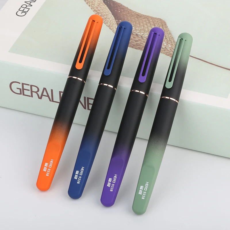 HERO 9338 Magic Innovative Magnetic Fountain Pen EF 0.4mm Nib Automatic Closure Cap Student Calligraphy Writing Gift