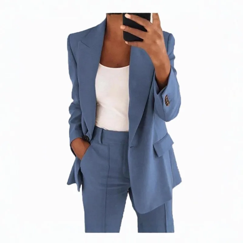 2026 New Women's Autumn/Winter Suit Set Solid Color With Pocket Comfortable Fashionable Versatile Temperament Commuter Suit Set