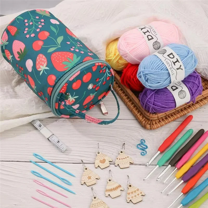 

BMBY-Crochet Hook Set Crochet Bag Crochet Hooks Portable Yarn Crochet Kit Knitting Needles Yarn Storage Organizer