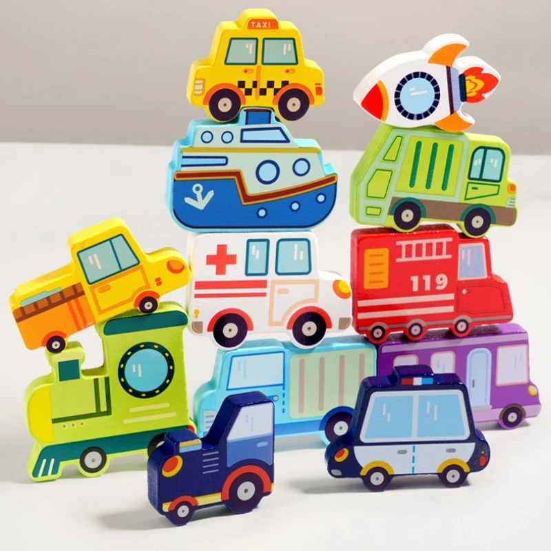 Cartoon Kreativität Holzpuzzles 3D Kreative Form Muster Blockpuzzles Denkaufgabe Lernspielzeug 3D Logik IQ Spiel für Reisen