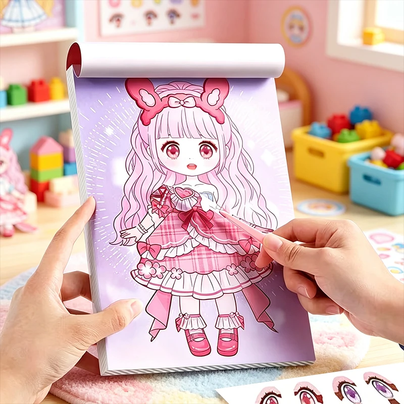 Princess Makeup DIY Creative Sticker Book, Trendy Doll Outfit Design Toy Set, Early Childhood Education and Enlightenment for Children, Reusable Fun Stickers, Stimulates Imagination, Ideal Holiday and Birthday Gift