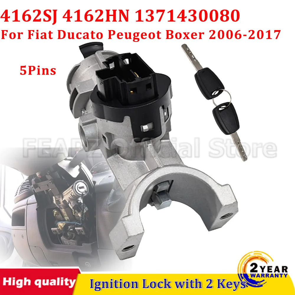 

5 Pins For Peugeot Boxer 2006-2017 For Fiat Ducato For Citroen Ignition Steering Barrel Lock 1348421080 1608501280 4162SJ 4162HN